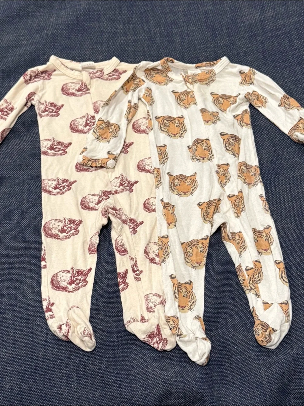 kate quinn Bundle Tiger Fox Animap Print Footed Sleepers Footie 0-3m Bamboo Zip